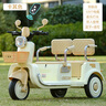 速童兒童電動(dòng)摩托車(chē)三輪車(chē)可坐大人男女寶寶車(chē)小孩充電雙人遙控玩具車(chē) 咖色+12V7A電瓶+早教+藍牙+遙控 曬單實(shí)拍圖