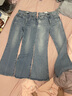 moussy 女裝新款水洗抓紋氣質(zhì)微喇休閑牛仔褲女010GSA12-1660 111淺藍色 XS 曬單實拍圖