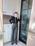 羅蒙（ROMON）格子微喇褲女2025新款春秋女褲女士媽媽復(fù)古喇叭褲西裝褲春夏褲子 黑灰格子-【春秋款單褲】 M  -27碼建議體重-90多斤-100斤 曬單實拍圖