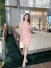 蔻伊婭（Kouyiya）品牌女裝新品連衣裙女2025夏季新款復(fù)古名媛氣質(zhì)小香風(fēng)粉色收腰 粉色 M 96-105斤內(nèi) 曬單實拍圖