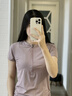 瑜伽少女瑜伽服女套裝夏季健身跑步服薄款顯瘦運(yùn)動(dòng)套裝 紫色上衣+紫色短褲 XL (125-140斤) 曬單實(shí)拍圖