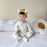 迪士尼（Disney）寶寶高腰套裝春秋純棉男睡衣女a(chǎn)類打底秋衣秋褲嬰兒內衣套裝保暖 2144【100棉春秋款】藍 100cm 100 曬單實拍圖