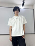 安初夏美式小領(lǐng)口撞色墊肩t恤男小眾設(shè)計(jì)感白色正肩短袖夏季潮牌半截袖 白色 L 曬單實(shí)拍圖
