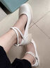 星昌旺瑪麗珍女鞋 厚底增高復古單鞋成年禮婚禮伴娘粗跟高跟鞋小皮鞋 米白色 37 偏小半碼 曬單實(shí)拍圖