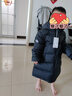 保姆鵝  兒童羽絨服寶寶中長款護臉加厚鴨絨外套防風保暖童裝冬裝 炭黑 130 曬單實拍圖
