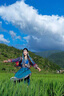北杳藏族服裝女藏袍夏季苗疆少漢服苗疆公主異域風(fēng)西雙版納旅拍古風(fēng)服 藍色 S 曬單實(shí)拍圖
