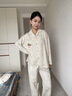貝妍情侶睡衣女春秋季新款長(cháng)袖柔軟莫代爾棉家居服男大碼翻領(lǐng)開(kāi)衫套裝 C20810女裝 L 曬單實(shí)拍圖