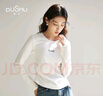 獨束大碼女裝簡(jiǎn)約百搭圓領(lǐng)T恤女春裝新款微胖mm經(jīng)典圓領(lǐng)正肩上衣 月光白 M (尺碼：1) 曬單實(shí)拍圖