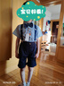 GOKU男童背帶褲英倫兒童西裝小男孩春秋季禮服花童主持人幼兒園演出服 藍色短款 120 曬單實(shí)拍圖
