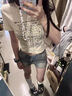 燦圖 高腰復(fù)古牛仔短褲女夏季新款美式辣妹熱褲顯瘦修身ins風(fēng)休閑褲子 藍(lán)色 M 曬單實(shí)拍圖