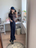 舒翎藏青色速干工裝褲女寬松直筒夏季薄2025新款休閑小個(gè)子闊腿運動(dòng)褲 藏青色  常規 L 110-125斤 曬單實(shí)拍圖