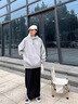 卡圖弛cleanfit重磅紐扣連帽衛(wèi)衣男春秋季潮流美式高街外套寬松硬挺帽衫 白灰色 XL 曬單實(shí)拍圖