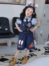 G.DUCKKIDS童裝女童套裝夏季新款兒童衣服女孩兔子警官三件套女寶寶短袖短褲 三件套+領(lǐng)帶 110 尺碼4~5歲【100-110cm】 曬單實拍圖