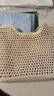稻草人托特包女包旗艦單肩包手提包夏新款鏤空編織沙灘腋下包大容量背包 杏色33*13*28cm 曬單實(shí)拍圖