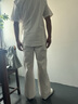 真維斯（Jeanswest）休閑褲亞麻直筒寬松闊腿高檔時(shí)尚潮流中國(guó)風(fēng)男裝棉麻長(zhǎng)褲子 白色 M 推薦（90-115）斤 曬單實(shí)拍圖