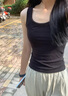 浪莎方領(lǐng)吊帶背心女可外穿洋氣2025夏季新款美背內搭無(wú)袖上衣潮流女裝 黑色 L 【推薦115-130斤】 曬單實(shí)拍圖