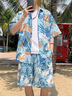 MMOPTOP夏威夷冰絲薄款花襯衫夏季男旅行沙灘海邊度假短袖MCS22藍(lán)色XL 曬單實(shí)拍圖