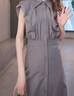 ELLE復(fù)古港風(fēng)飛袖通勤連衣裙女2025夏季新款氣質(zhì)時(shí)尚優(yōu)雅小眾長裙 中灰 L 曬單實(shí)拍圖