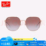 雷朋（RayBan）墨鏡太陽眼鏡金屬鏡框男女款太陽鏡大框顯臉小開車鏡0RB3680D禮物 9202I8玫瑰金框漸變紫羅粉色鏡片 曬單實拍圖