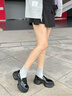ZHR單鞋女復(fù)古厚底樂福鞋女學(xué)院粗跟小皮鞋舒適軟底JK女鞋 AH561 37 曬單實(shí)拍圖