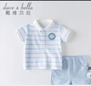 davebella戴維貝拉男童套裝兒童夏裝運動套裝男寶寶帥氣小紳士套裝DBH13656藍色條紋100cm 曬單實拍圖