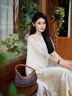 Mandy Zhang高級感香檳色重磅醋酸吊帶連衣裙女夏氣質(zhì)系帶禮服長裙 奶咖杏 S 曬單實拍圖
