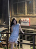 多菲尼森 仲夏花語 法式碎花薄紗連衣裙女夏季仙女藍(lán)色波浪花邊短袖連衣裙 碎花薄紗連衣裙藍(lán)色 S 【40-50KG】 曬單實(shí)拍圖