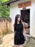 蔻伊婭（Kouyiya）品牌女裝新品小香風(fēng)連衣裙女2025夏季名媛氣質(zhì)高級感收腰包臀短裙 黑色 M 曬單實(shí)拍圖