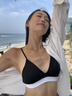 NULLFIT美利奴羊毛文胸罩三角杯女式小胸戶外運動內(nèi)衣套裝防臭透氣排汗 文胸：曜石黑 S 曬單實拍圖