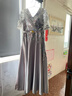 皮爾卡丹（pierre cardin）大合唱團指揮演出服女長(cháng)裙成人紅歌表演比賽氣質(zhì)灰色緞面晚禮服裝 銀灰色 3XL 曬單實(shí)拍圖