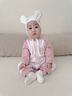 wua·wua嬰兒衣服秋季保暖連體衣新生兒打底德絨秋冬嬰幼兒春秋貼身睡衣 西柚粉-升級感溫標 80cm （適合9-12月 體重16-20斤） 曬單實(shí)拍圖