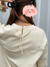 朵朵·可可針織條紋寬松T恤打底衫+洗水棉束腳褲 秋季棉 家居服 淺杏上衣 M (160) 曬單實(shí)拍圖