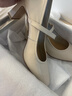 星期六（St&Sat）氣質(zhì)真皮高跟鞋女2026春秋季新款一腳蹬粗跟淺口單鞋復古瑪麗珍鞋 米白色 7cm 34 (220mm) 曬單實(shí)拍圖