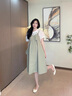 普雷芳孕婦背帶裙夏裝2025新款小個(gè)子孕婦連衣裙夏款裙子夏季套裝兩件套 綠色背帶裙 XL 曬單實(shí)拍圖