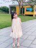 FIDQIOG品牌夏新款女童公主裙超仙網(wǎng)紗禮服洋氣小女孩吊帶連衣裙 杏色 100 cm 曬單實(shí)拍圖