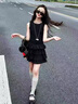 女童裙子高級感夏韓系黑色連衣裙兒童女孩背心蛋糕裙夏季2025新款 黑色 140 曬單實拍圖