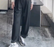 英氏孕婦褲子休閑褲直筒褲闊腿褲夏季薄款無(wú)托腹寬松長(cháng)褲黑色M 曬單實(shí)拍圖