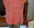 蘑菇同學(xué)2025夏款韓版寬松休閑開(kāi)叉粉色襯衫裙女中長(cháng)款亞麻短袖連衣裙 粉紅色  均碼(建議100-200斤) 曬單實(shí)拍圖