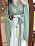 漢服魏晉風(fēng)女裝成年人古裝大袖襦女裝中國風(fēng)戰(zhàn)國袍新中式大賞仙氣 綠色套裝 S 曬單實拍圖