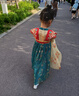 安妮優(yōu)兒女童敦煌飛天漢服春秋2025新款女孩唐裝襦裙國風連衣裙 藍色120 曬單實拍圖