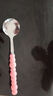 愛舒貝（AISHUBEI）彩色珍珠不銹鋼勺子少女心家用長柄吃飯勺圓頭湯匙調羹 塑料珍珠手柄-粉色餐勺 曬單實拍圖