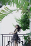 LULUALWAYS我愛露露25夏季新款復(fù)古風(fēng)優(yōu)雅飄逸不規(guī)則歐根紗連衣裙 黑色 M 曬單實拍圖