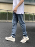 羅蒙牛仔褲男夏季新款冰絲修身直筒褲男薄款高端商務(wù)透氣休閑長褲 6817深藍(lán) 31 （建議120-130斤) 曬單實(shí)拍圖