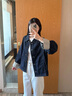 茵曼拼接條紋原色短牛仔外套2025秋女裝新款復(fù)古上衣 深牛仔藍(lán) S 曬單實(shí)拍圖