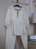 塵熙（ChelnlSeey）25春季新品法式宮廷風(fēng)睡衣女長(zhǎng)袖甜美休閑秋款家居服 L  綠底白花 曬單實(shí)拍圖