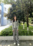 小允星 雪紡闊腿褲女秋季新款2022年高腰垂感冰絲休閑拖地直筒格子褲 黑白格子【常規款】 M 建議95-110斤 曬單實(shí)拍圖