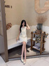 蔻伊婭（Kouyiya）品牌女裝新品連衣裙女2025夏季款氣質(zhì)名媛千金小香風(fēng)無袖背心裙女 米白色 S 曬單實(shí)拍圖