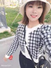 CS.LION韓系洋氣短款高腰顯瘦小開衫毛衣女早秋季內(nèi)搭時(shí)尚格子針織衫外套 黑色 L 110-120斤 曬單實(shí)拍圖