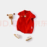 G.DUCKKIDS小黃鴨包屁衣嬰兒滿月衣服夏季周歲禮服女寶寶公主哈衣國(guó)風(fēng)連體衣 鈴鐺紅色 73cm 尺碼3-7個(gè)月12-16斤 曬單實(shí)拍圖