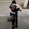 閃動(dòng)少女（SHANDONGSHAONV）日系水手服jk制服套裝紺二三本基礎款關(guān)西襟全套 [紺色白三條短袖]+白點(diǎn)紅金魚(yú)結 S 號8090斤 曬單實(shí)拍圖
